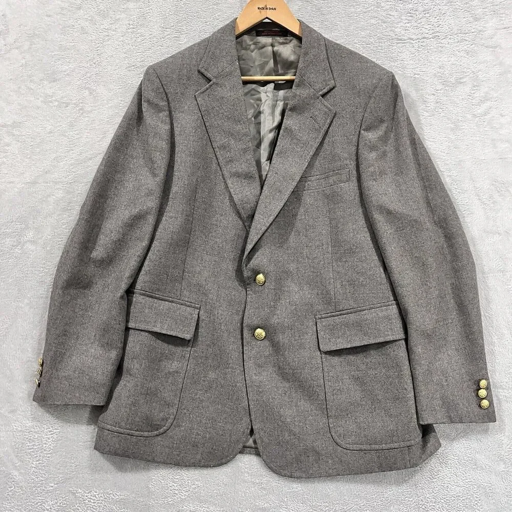 English Manor Blazer Jacket‎ Wool 42R Sport Coat 2 Buttons Suit VTG